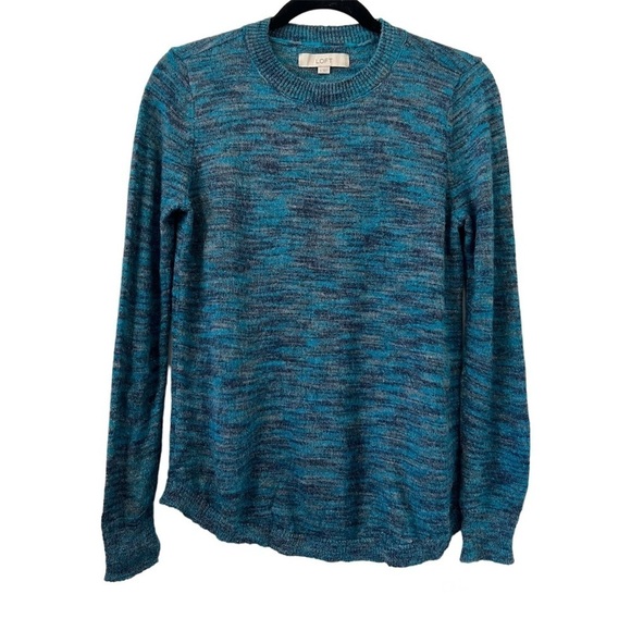 LOFT Blue & Black Heathered Sweater - Picture 1 of 5